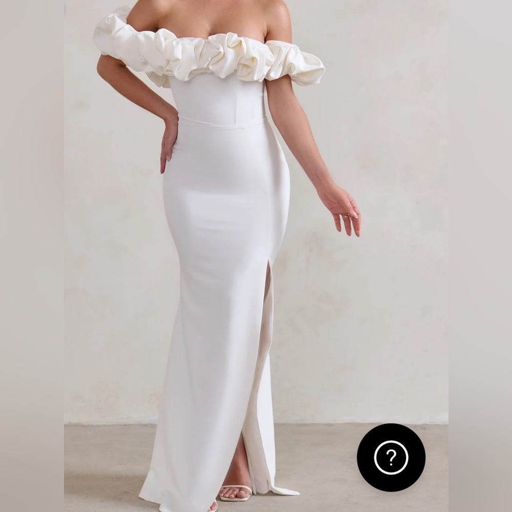 Esmeralda WHITE STRUCTURED STATEMENT BARDOT MAXI DRESS